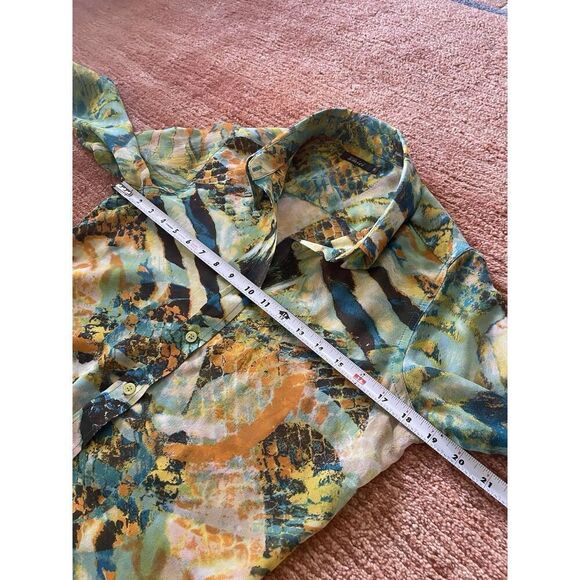 Pure Amici 100 % Silk Button Down Blouse Size S Multicolor Abstract Print - Picture 7 of 9